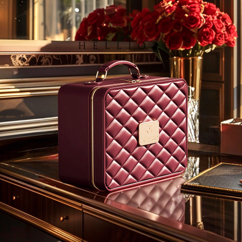 Luxury Lighted Makeup Case – Burgundy Edition