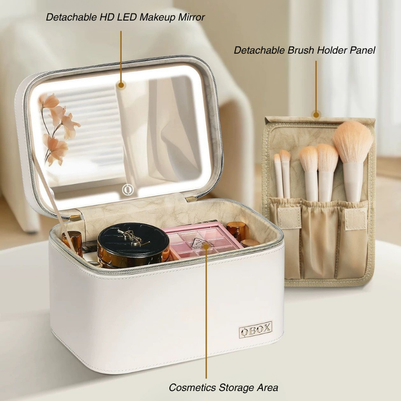 Luxe Vanity Box – Işıklı Ayna Makyaj Organizeri | Taşınabilir Seyahat Çantası HELLIOSH