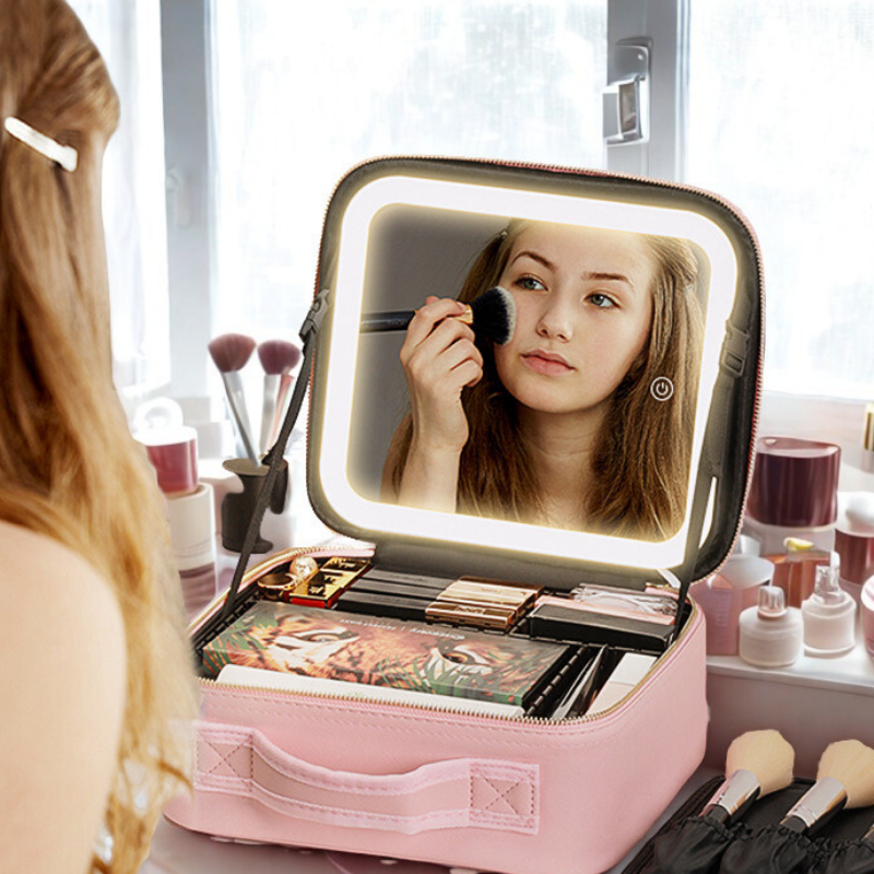 LED Lighted Makeup Case with Mirror