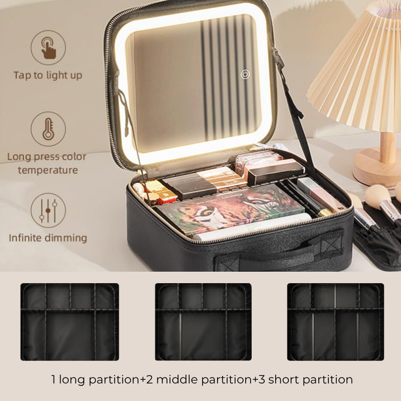 LED Lighted Makeup Case with Mirror