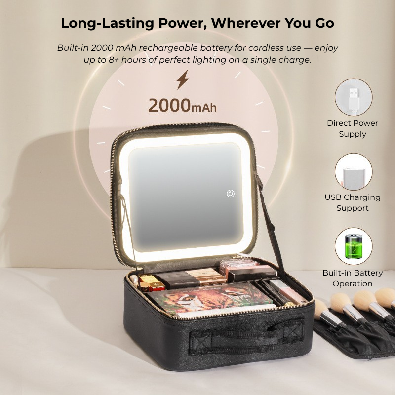 LED Lighted Makeup Case with Mirror
