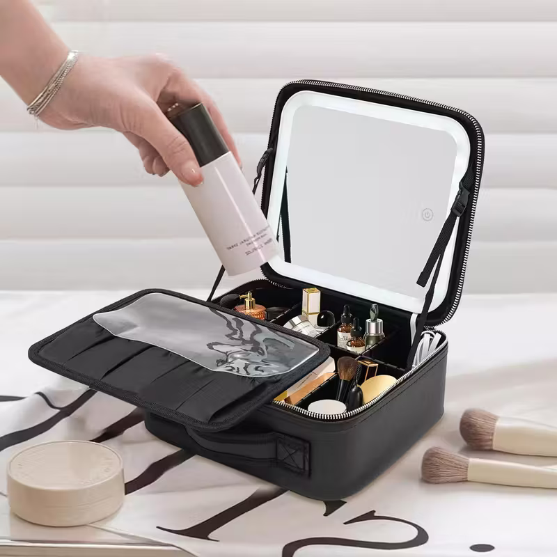 LED Lighted Makeup Case with Mirror