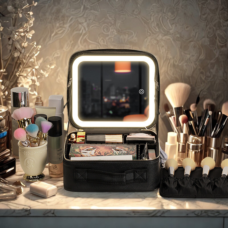 LED Lighted Makeup Case with Mirror