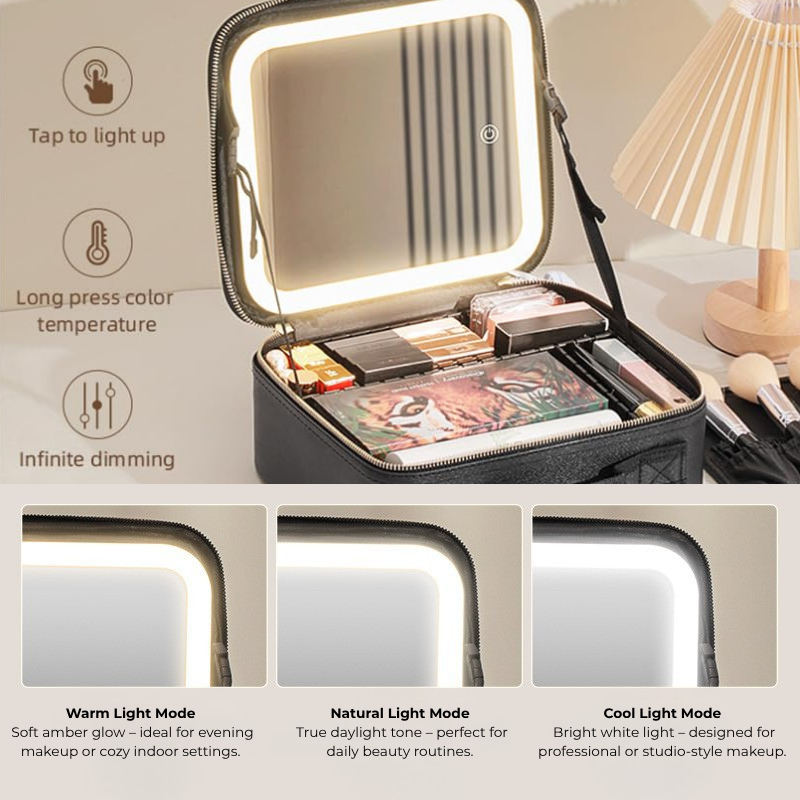 LED Lighted Makeup Case with Mirror