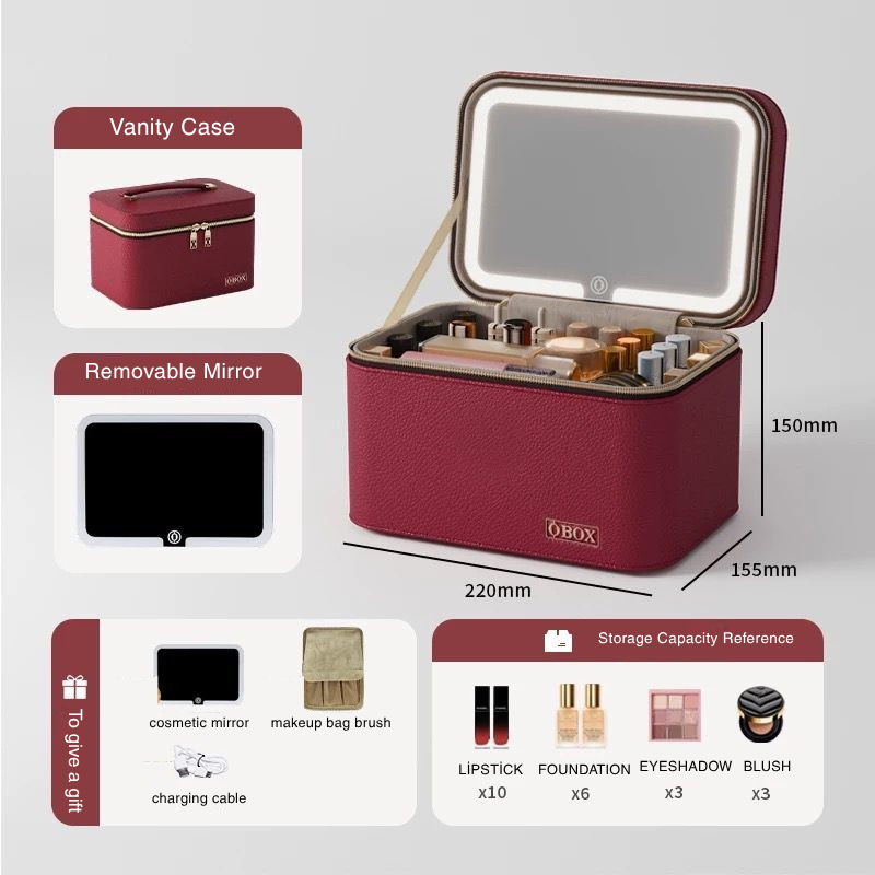 Luxe Vanity Box – Işıklı Ayna Makyaj Organizeri | Taşınabilir Seyahat Çantası HELLIOSH