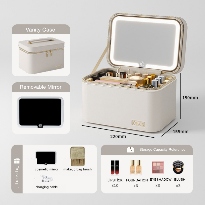 Luxe Vanity Box – Işıklı Ayna Makyaj Organizeri | Taşınabilir Seyahat Çantası HELLIOSH