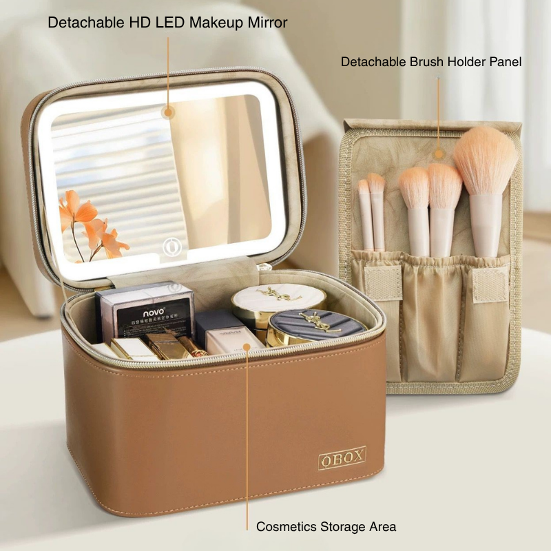 Luxe Vanity Box – Işıklı Ayna Makyaj Organizeri | Taşınabilir Seyahat Çantası HELLIOSH