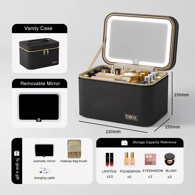 Luxe Vanity Box – Işıklı Ayna Makyaj Organizeri | Taşınabilir Seyahat Çantası HELLIOSH