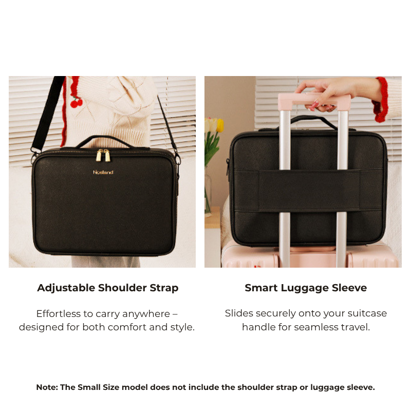 Neceser de maquillaje de viaje con espejo iluminado con LED 