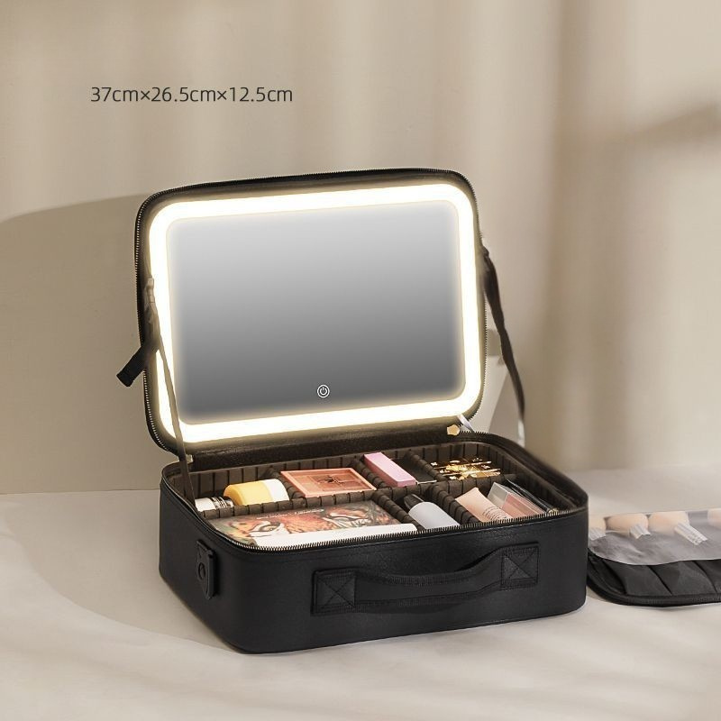 Neceser de maquillaje de viaje con espejo iluminado con LED 