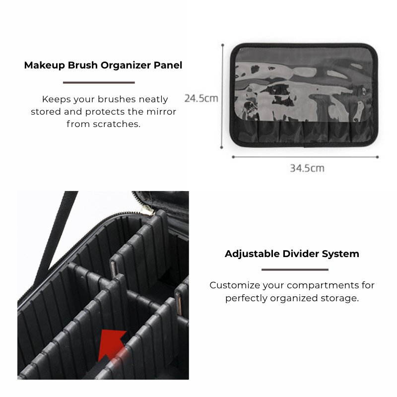 Neceser de maquillaje de viaje con espejo iluminado con LED 