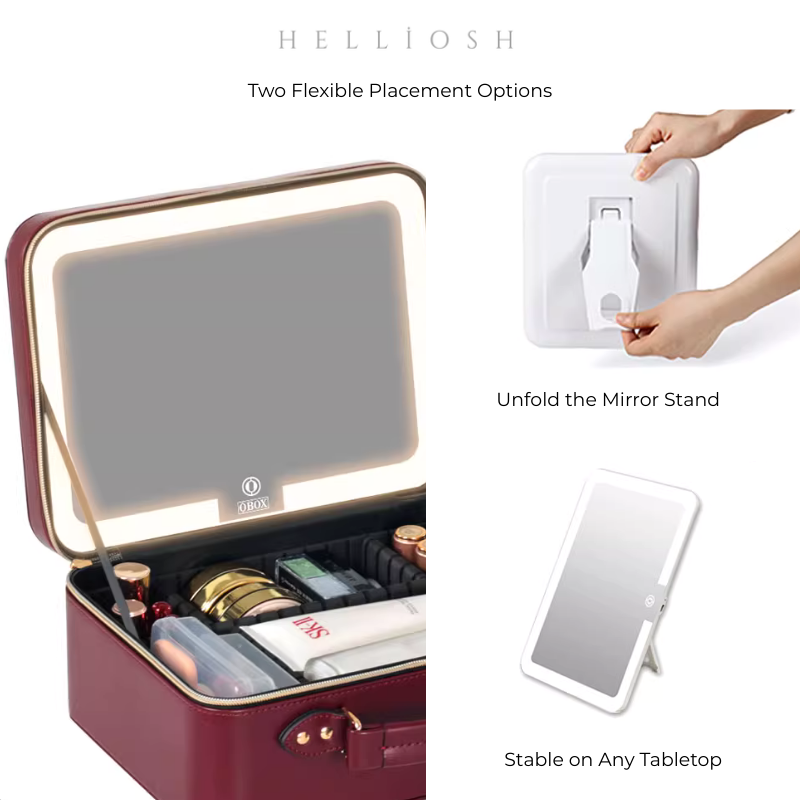 Luxury Lighted Makeup Case – Burgundy Edition