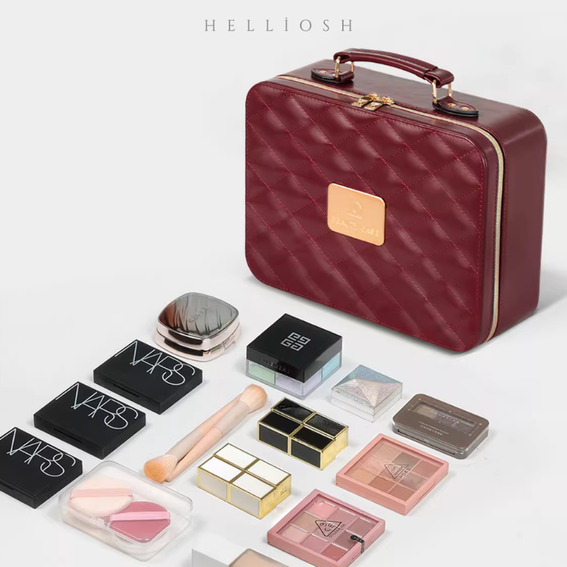 Luxury Lighted Makeup Case – Burgundy Edition
