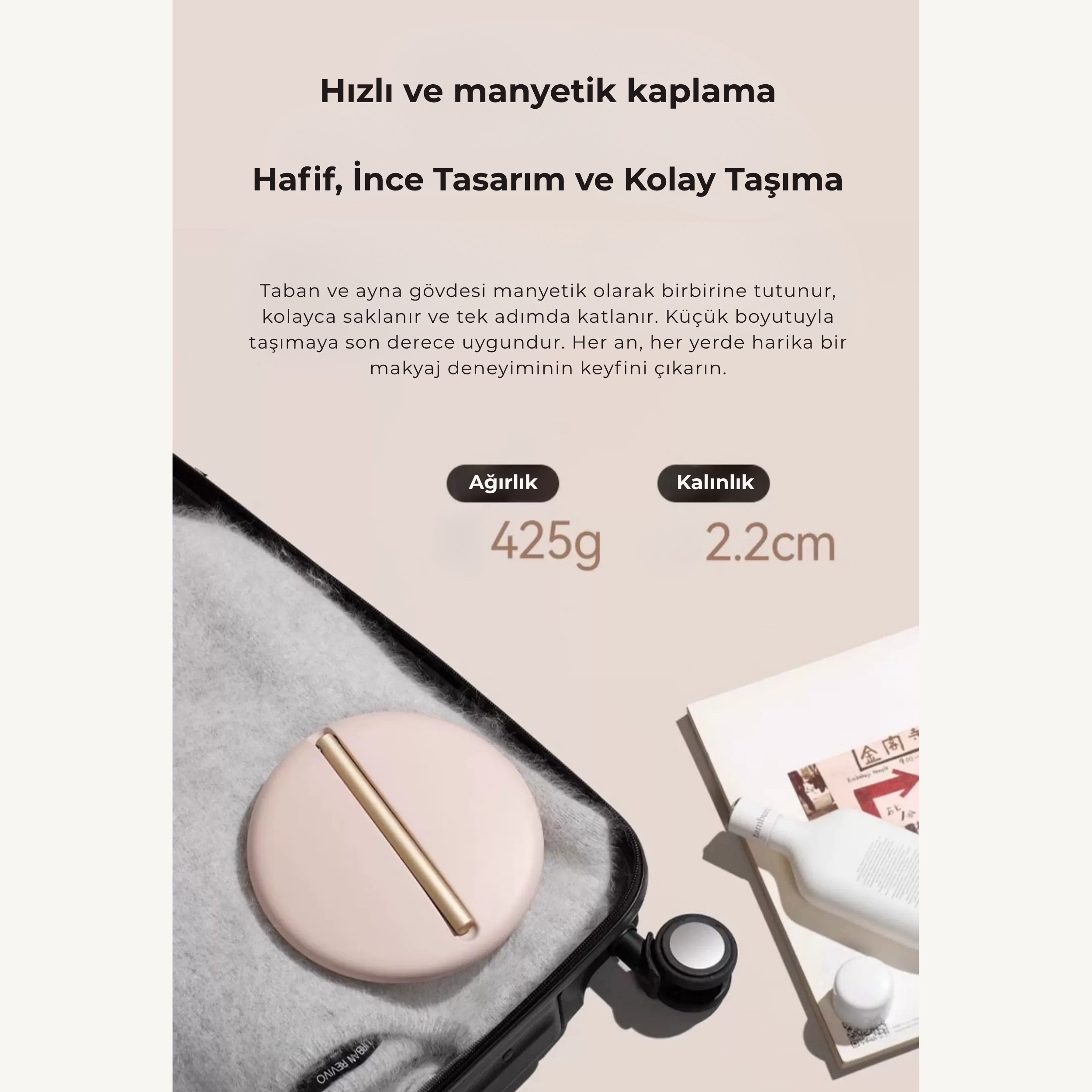 MUID Pro Katlanabilir LED Işıklı Taşınabilir Masaüstü Seyahat Makyaj Aynası