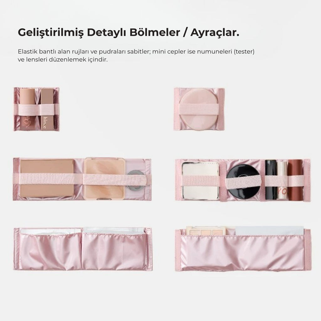 Eachy Premium Çok Bölmeli Kadın Makyaj ve Kozmetik Düzenleyici Çanta