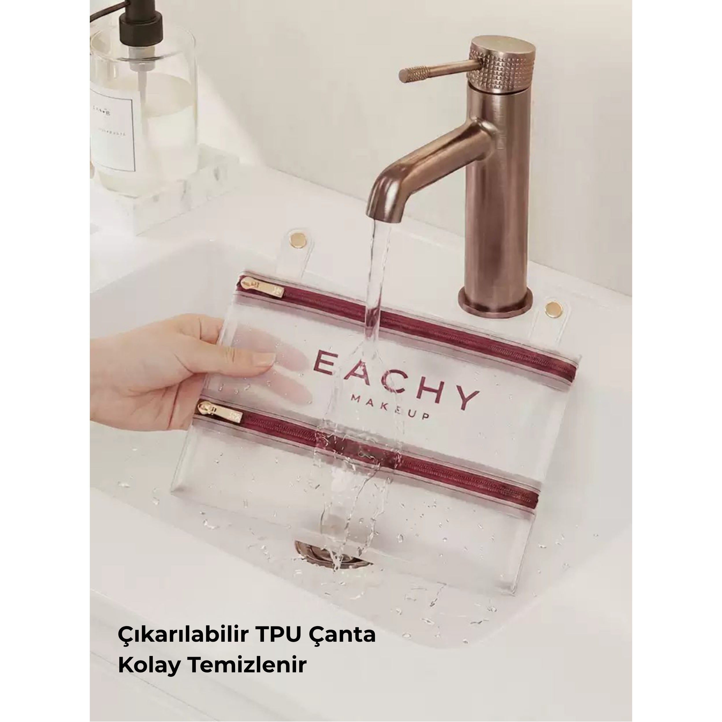 Eachy Premium Çok Bölmeli Kadın Makyaj ve Kozmetik Düzenleyici Çanta