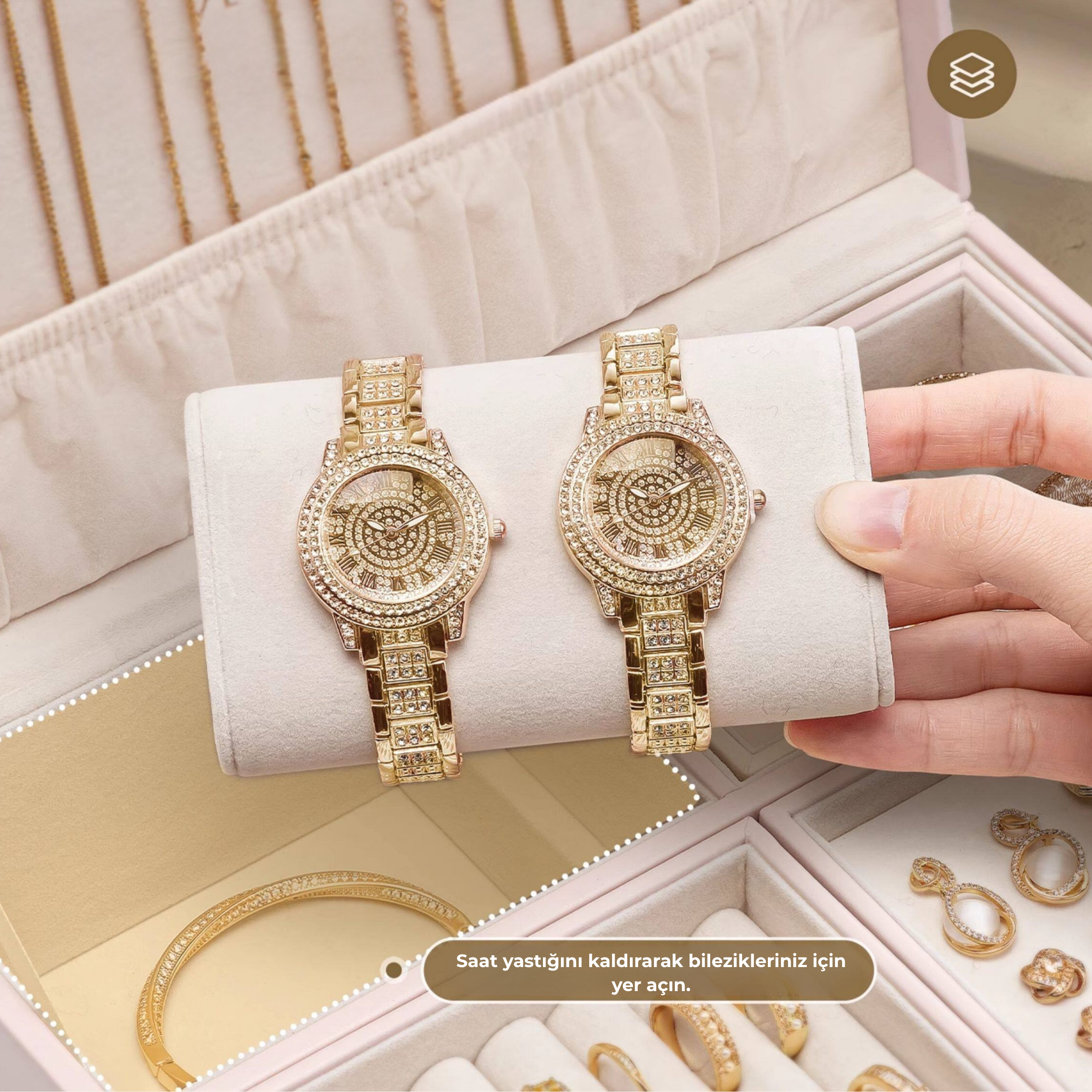 LuxeBox™ Premium Takı Organizer – Çok Katmanlı Kilitli Tasarım
