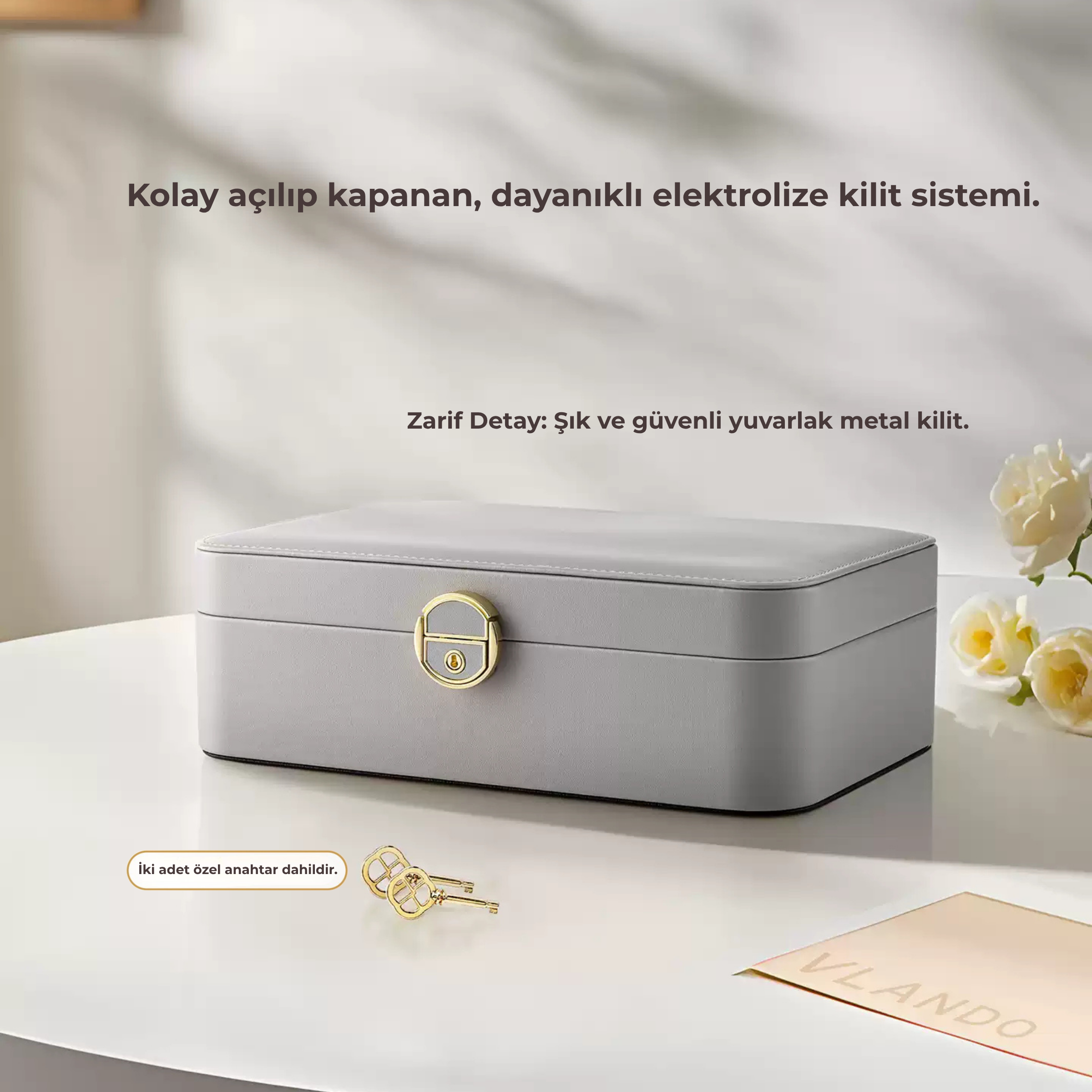 LuxeBox™ Elite Takı Organizer – Kadife İç Yüzey & Kilitli Tasarım
