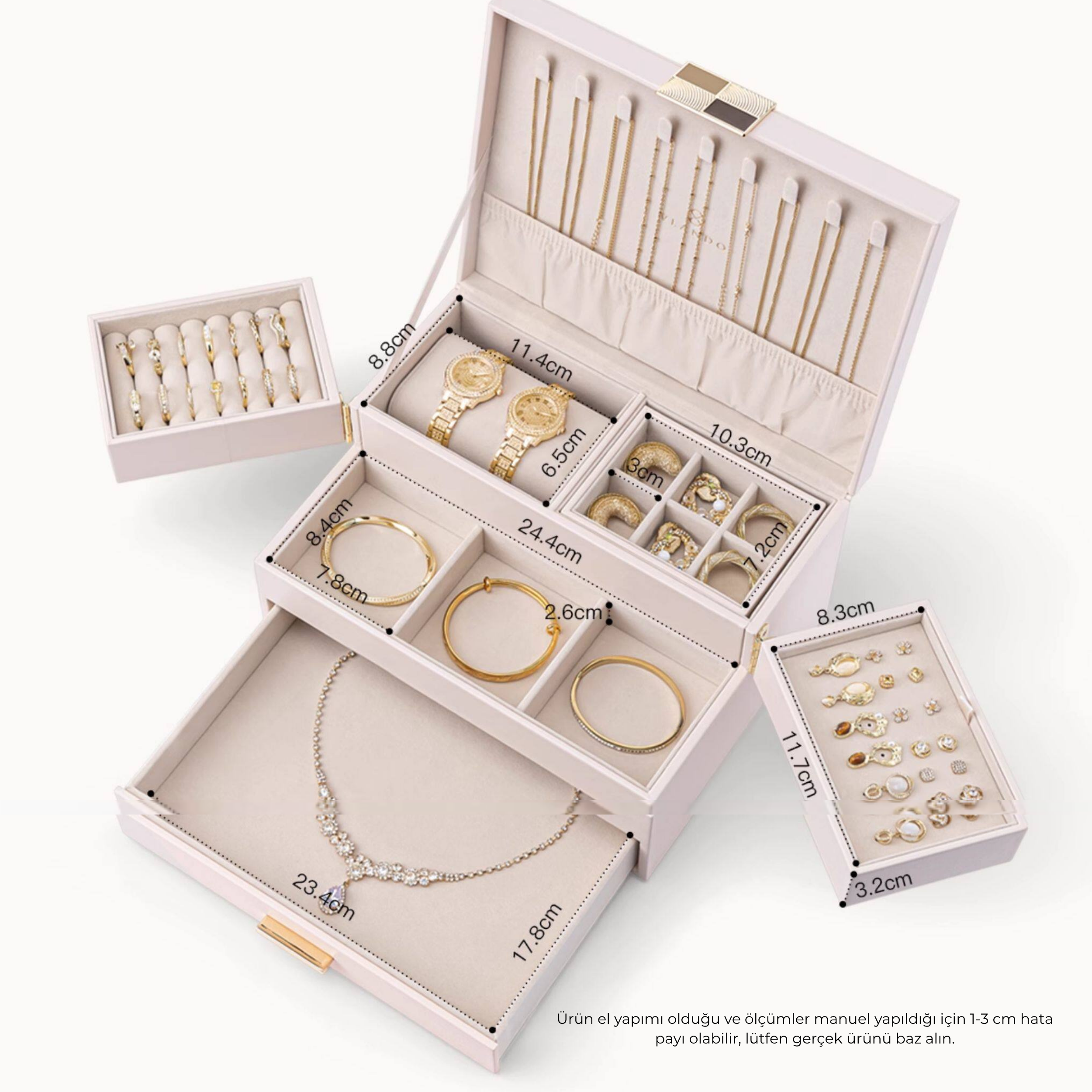 LuxeBox™ Premium Takı Organizer – Çok Katmanlı Kilitli Tasarım