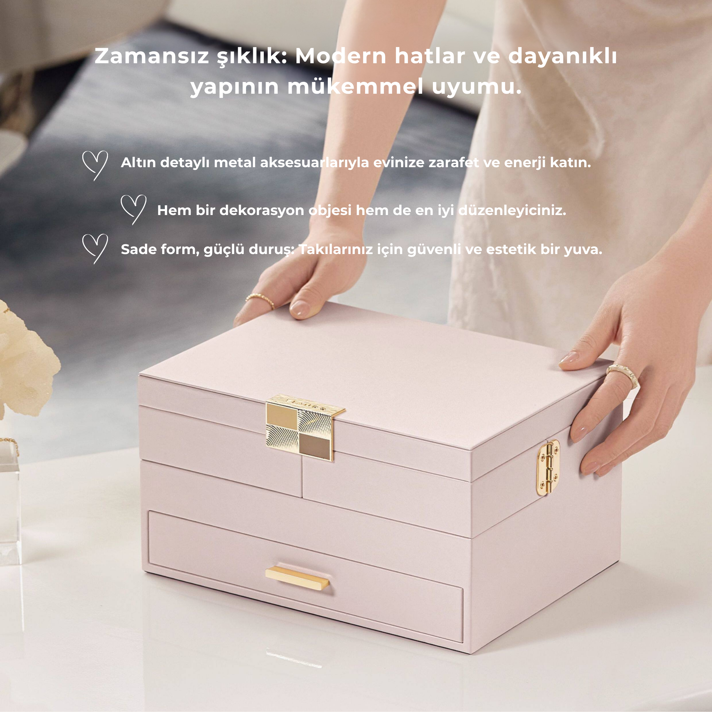 LuxeBox™ Premium Takı Organizer – Çok Katmanlı Kilitli Tasarım