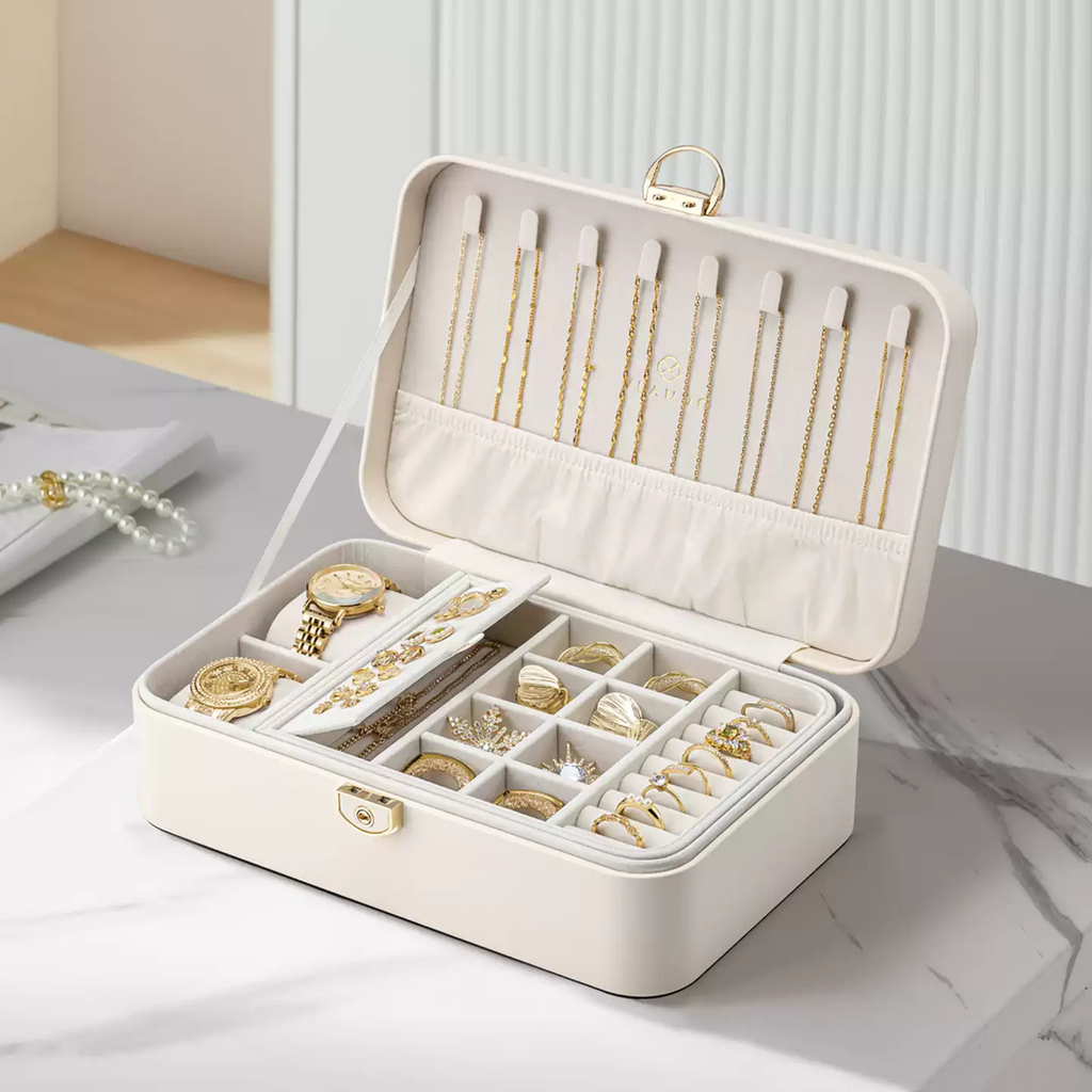 LuxeBox™ Elite Takı Organizer – Kadife İç Yüzey & Kilitli Tasarım