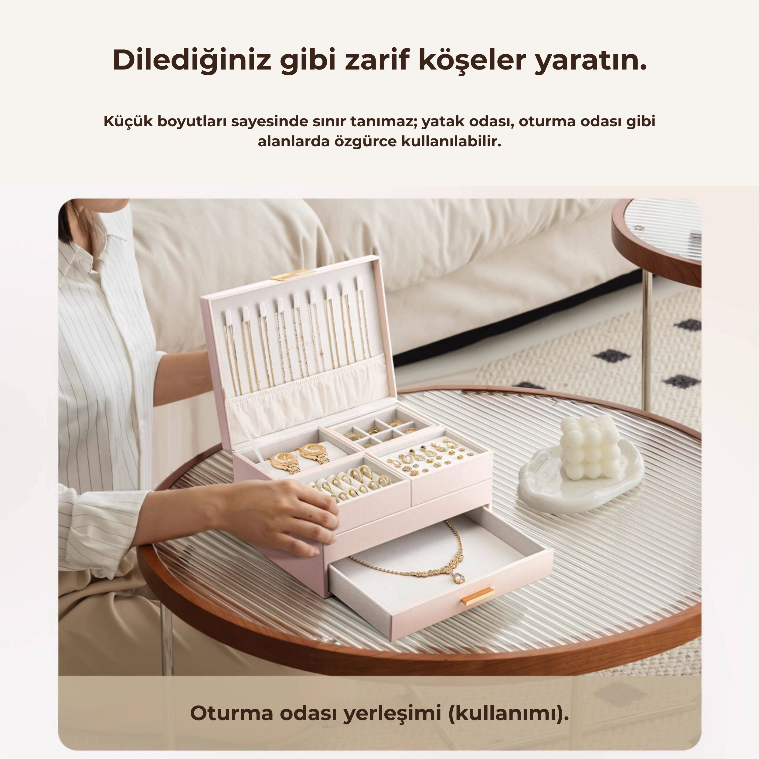LuxeBox™ Premium Takı Organizer – Çok Katmanlı Kilitli Tasarım