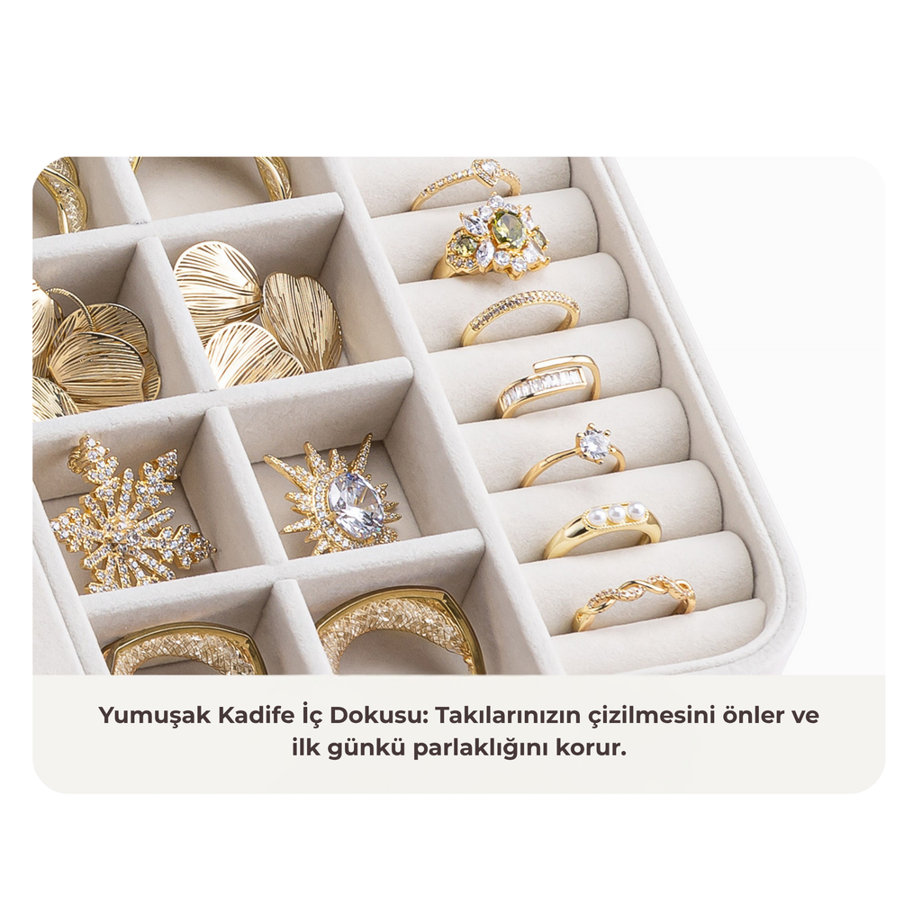 LuxeBox™ Elite Takı Organizer – Kadife İç Yüzey & Kilitli Tasarım