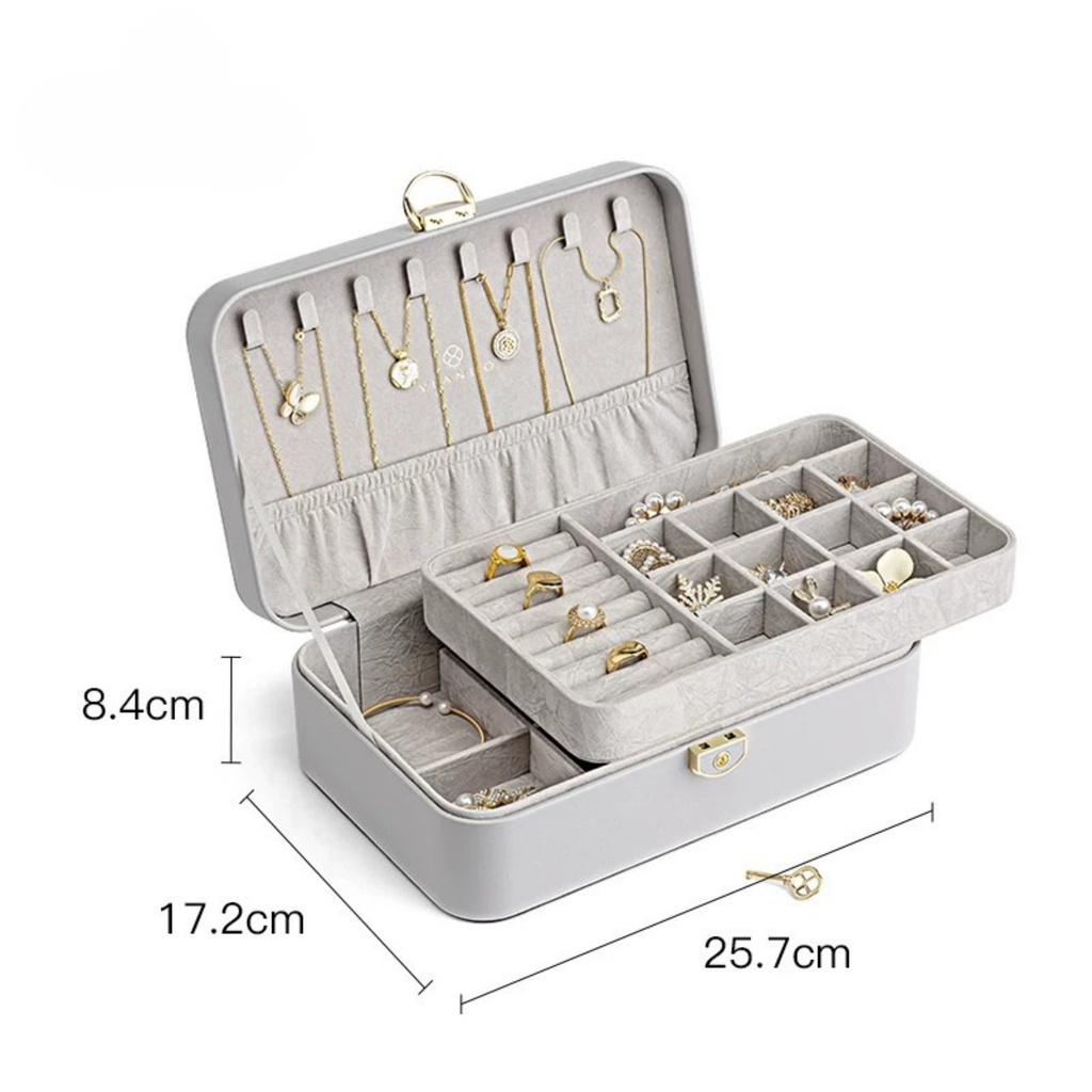 LuxeBox™ Elite Takı Organizer – Kadife İç Yüzey & Kilitli Tasarım