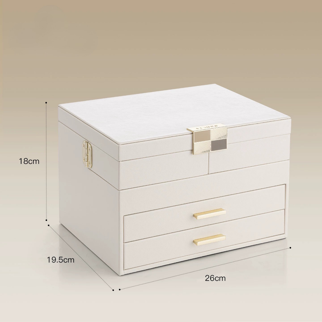 LuxeBox™ Premium Takı Organizer – Çok Katmanlı Kilitli Tasarım