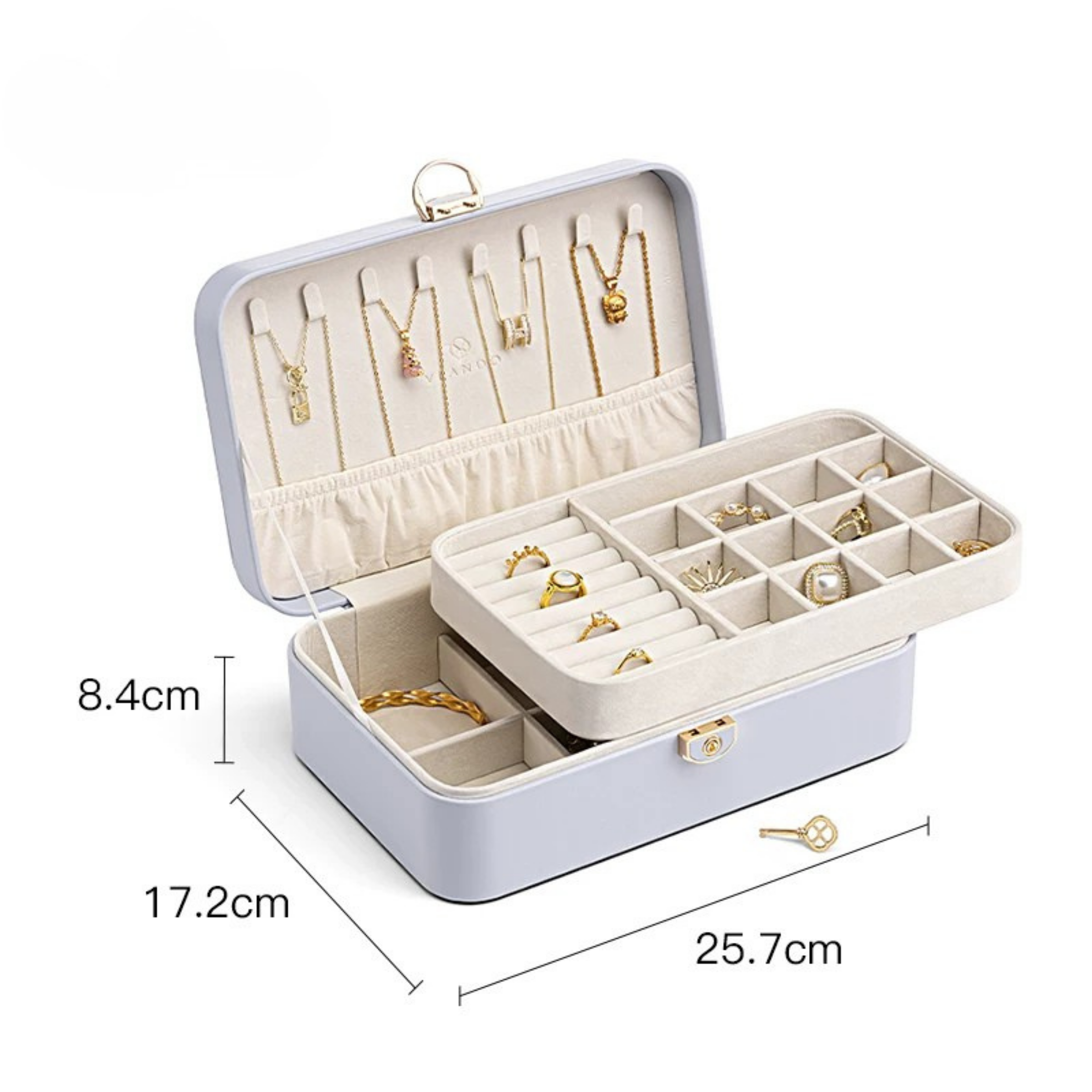 LuxeBox™ Elite Takı Organizer – Kadife İç Yüzey & Kilitli Tasarım