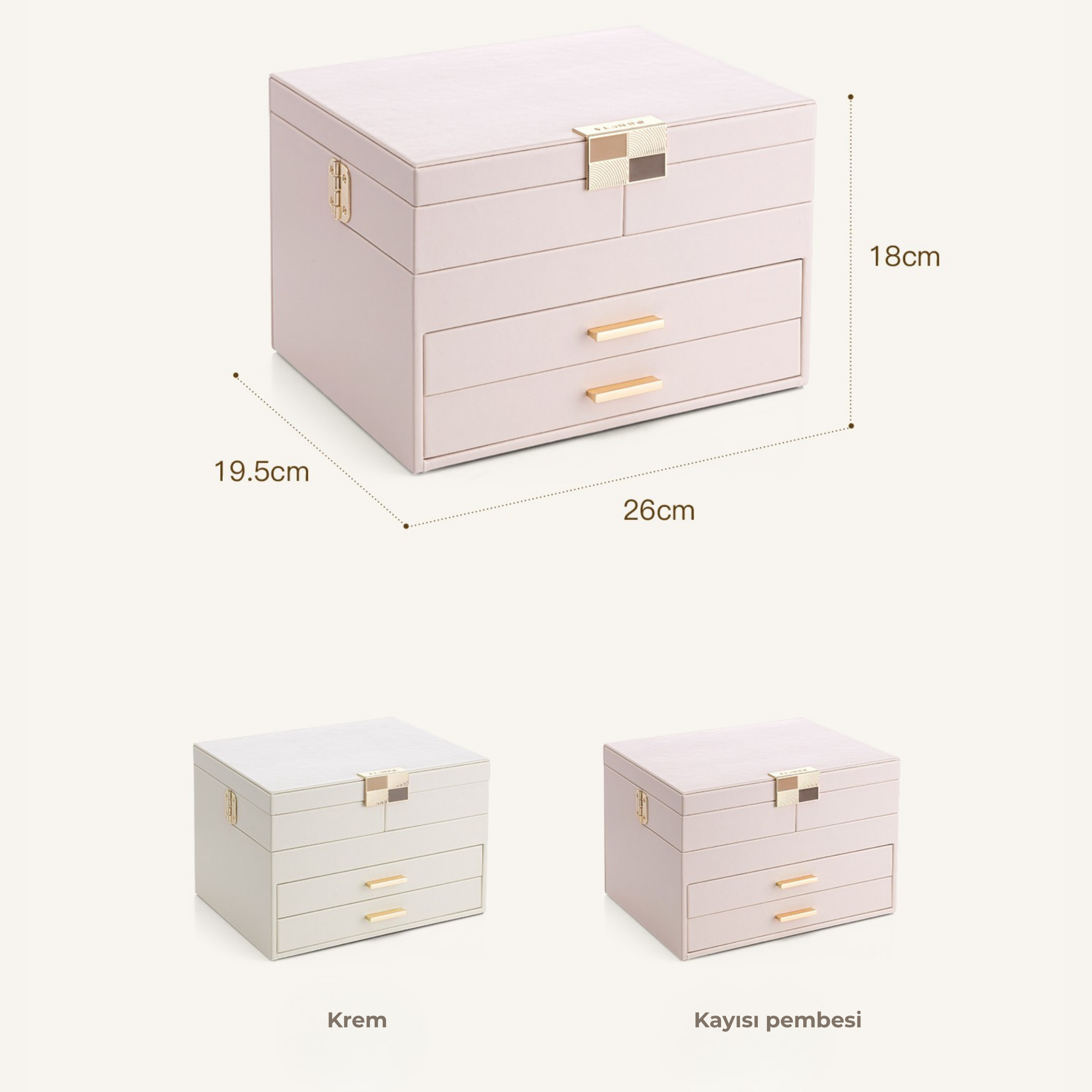 LuxeBox™ Premium Takı Organizer – Çok Katmanlı Kilitli Tasarım